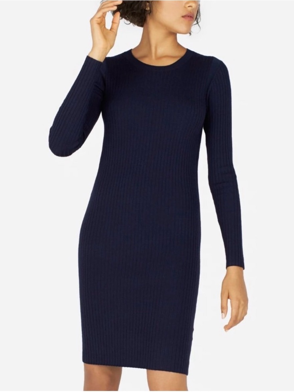 Everlane The Luxe Wool Ribbed Dress Navy